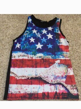 Kayden K Tank Top Mens L Red White Blue American Flag 4th of July Sleeveless